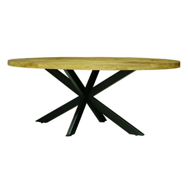 Jaipur Furniture Ltd Kerela Oval Dining Table Spider Leg - Mango Wood/Iron - L100 x W200 x H76 cm - PP Sawn Finish - Assembly Required in Brown - image 1