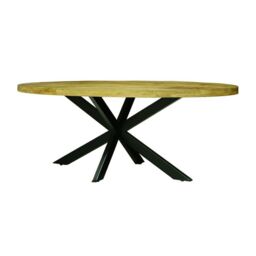 Jaipur Furniture Ltd Kerela Oval Dining Table Spider Leg - Mango Wood/Iron - L100 x W200 x H76 cm - PP Sawn Finish - Assembly Required in Brown - thumbnail 2