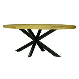 Jaipur Furniture Ltd Kerela Oval Dining Table Spider Leg - Mango Wood/Iron - L100 x W200 x H76 cm - PP Sawn Finish - Assembly Required in Brown - thumbnail 1