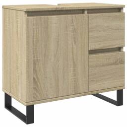 Berkfield Home 3 Piece Bathroom Furniture Set Sonoma Oak Engineered Wood in Light Tan - thumbnail 9
