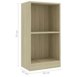 Berkfield Home Bookshelf Sonoma Oak 40x24x75 cm Engineered Wood in Brown - Size: 40 x 24 x 75 cm - thumbnail 6
