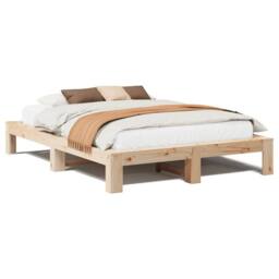 Berkfield Home Bed Frame without Mattress 150x200 cm King Size Solid Wood Pine in Natural - thumbnail 1