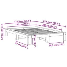 Berkfield Home Bed Frame without Mattress 150x200 cm King Size Solid Wood Pine in Natural - thumbnail 8