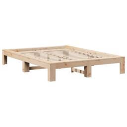 Berkfield Home Bed Frame without Mattress 150x200 cm King Size Solid Wood Pine in Natural - thumbnail 3