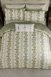 Sanderson 'Cobnut Stripe' Cotton Duvet Cover Set in Green - Size: Single - thumbnail 4