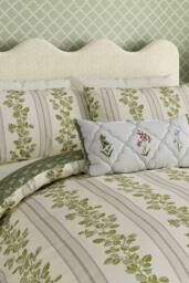 Sanderson 'Cobnut Stripe' Cotton Duvet Cover Set in Green - Size: Single - thumbnail 2