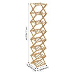 KORVIXA 8-Tiers Bamboo Folding Shoe Rack in Brown - Size: 0.6m2 - thumbnail 2