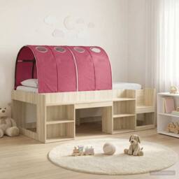 Berkfield Home Bed Frame with Tunnel 3 pcs Sonoma Oak & Red Engineered Wood in Brown