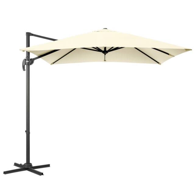 Christow Aluminium Cantilever Parasol Garden Patio Hanging Tilt Umbrella 2.5m in Beige - image 1