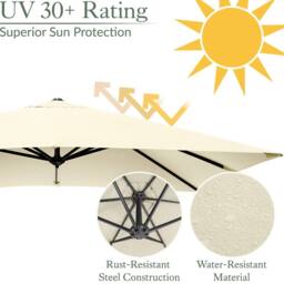Christow Aluminium Cantilever Parasol Garden Patio Hanging Tilt Umbrella 2.5m in Beige - thumbnail 6