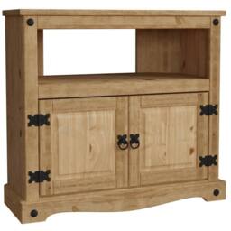 Havendro Corner TV Unit Cabinet Solid Pine Furniture in Brown