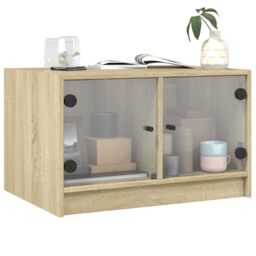 Berkfield Home Coffee Table with Glass Doors Sonoma Oak 68x50x42 cm in Brown - Size: 68 x 50 x 42 cm - thumbnail 4
