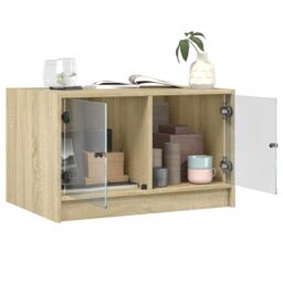 Berkfield Home Coffee Table with Glass Doors Sonoma Oak 68x50x42 cm in Brown - Size: 68 x 50 x 42 cm - thumbnail 5
