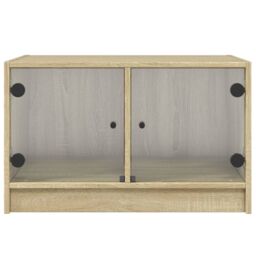 Berkfield Home Coffee Table with Glass Doors Sonoma Oak 68x50x42 cm in Brown - Size: 68 x 50 x 42 cm - thumbnail 6