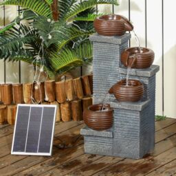 Solar Water Feature 4 Tier Cascade Water Fountain with LED Lights - thumbnail 1