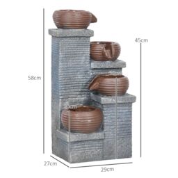 Solar Water Feature 4 Tier Cascade Water Fountain with LED Lights - thumbnail 4