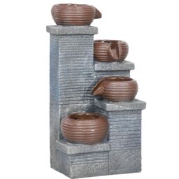 Solar Water Feature 4 Tier Cascade Water Fountain with LED Lights - thumbnail 3
