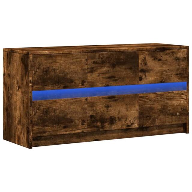 Berkfield Home TV Cabinet with LED Smoked Oak 100x34x50 cm Engineered Wood in Brown - Size: 100 x 34 x 50 cm - image 1