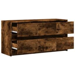 Berkfield Home TV Cabinet with LED Smoked Oak 100x34x50 cm Engineered Wood in Brown - Size: 100 x 34 x 50 cm - thumbnail 9