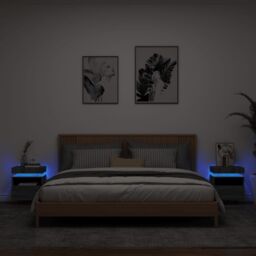 Berkfield Home Bedside Cabinets with LED Lights 2 pcs Grey Sonoma 40x39x48.5 cm - thumbnail 1