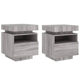 Berkfield Home Bedside Cabinets with LED Lights 2 pcs Grey Sonoma 40x39x48.5 cm - thumbnail 2