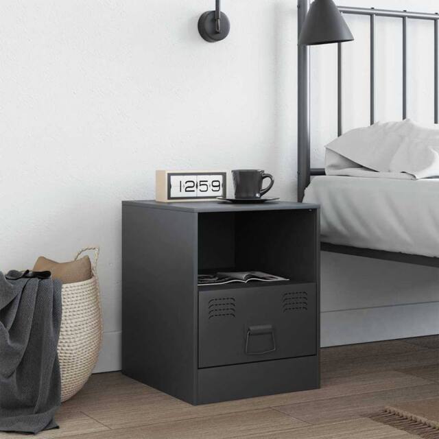Berkfield Home Stylish Bedside Cabinet Anthracite 34.5x39x44 cm Steel in Charcoal - image 1