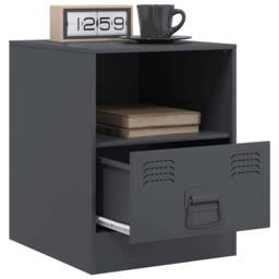 Berkfield Home Stylish Bedside Cabinet Anthracite 34.5x39x44 cm Steel in Charcoal - thumbnail 5