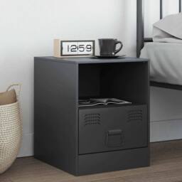 Berkfield Home Stylish Bedside Cabinet Anthracite 34.5x39x44 cm Steel in Charcoal - thumbnail 2