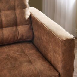 FurnitureboxUK Jade Brown Faux Leather 3 Seater Sofa in Tan - thumbnail 5