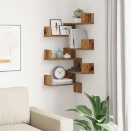 Berkfield Home Wall Corner Shelves 2 pcs Old Wood 40x40x49.5 cm Engineered Wood in Brown - thumbnail 3