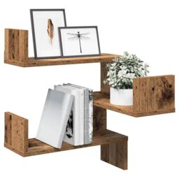 Berkfield Home Wall Corner Shelves 2 pcs Old Wood 40x40x49.5 cm Engineered Wood in Brown - thumbnail 1