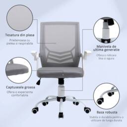 NESTLUNE Home Office Desk & Ergonomic Mesh Chair Set in Grey - Size: 100 cm x 15 cm - thumbnail 4