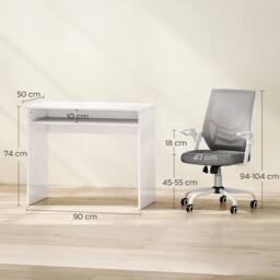 NESTLUNE Home Office Desk & Ergonomic Mesh Chair Set in Grey - Size: 100 cm x 15 cm - thumbnail 2