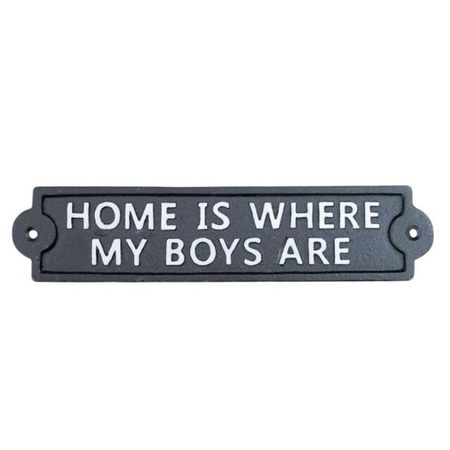 Gifts Direct 2 U Cast Iron Wall Sign - Home Is Where My Boys Are in Black