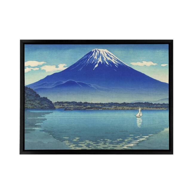 "Artery8 Koitsu Lake Shoji Mount Fuji Framed Canvas Japanese Wall Art Print in Blue - Size: W12"" x H16""" - image 1