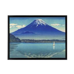 "Artery8 Koitsu Lake Shoji Mount Fuji Framed Canvas Japanese Wall Art Print in Blue - Size: W12"" x H16""" - thumbnail 1