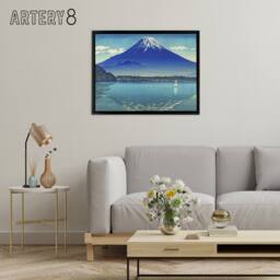 "Artery8 Koitsu Lake Shoji Mount Fuji Framed Canvas Japanese Wall Art Print in Blue - Size: W12"" x H16""" - thumbnail 3