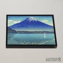 "Artery8 Koitsu Lake Shoji Mount Fuji Framed Canvas Japanese Wall Art Print in Blue - Size: W12"" x H16""" - thumbnail 2