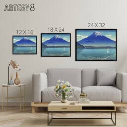 "Artery8 Koitsu Lake Shoji Mount Fuji Framed Canvas Japanese Wall Art Print in Blue - Size: W12"" x H16""" - thumbnail 4