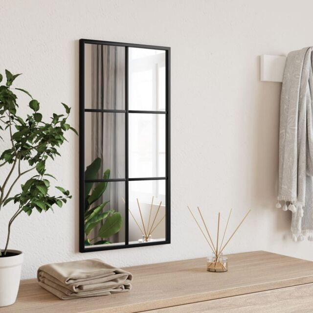 Berkfield Home Wall Mirror Black 30x60 cm Rectangle Iron - image 1