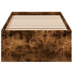 Berkfield Home Bed Frame without Mattress Smoked Oak 100x200 cm in Brown - thumbnail 4