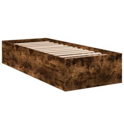 Berkfield Home Bed Frame without Mattress Smoked Oak 100x200 cm in Brown - thumbnail 6
