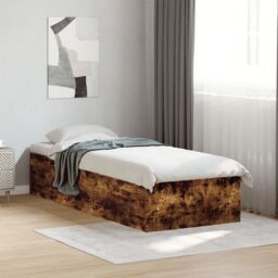 Berkfield Home Bed Frame without Mattress Smoked Oak 100x200 cm in Brown - thumbnail 1