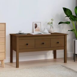 Berkfield Home Coffee Table Honey Brown 102x49x55 cm Solid Wood Pine - Size: 102 x 49 x 55 cm - thumbnail 1