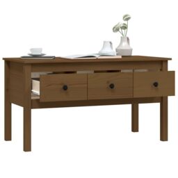 Berkfield Home Coffee Table Honey Brown 102x49x55 cm Solid Wood Pine - Size: 102 x 49 x 55 cm - thumbnail 5