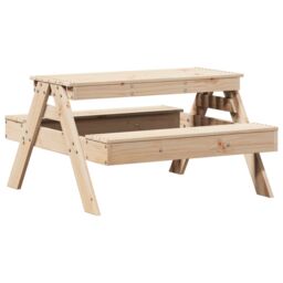 Berkfield Home Picnic Table for Kids 88x97x52 cm Solid Wood Pine in Brown - Size: 88 x 97 x 52 cm - thumbnail 2
