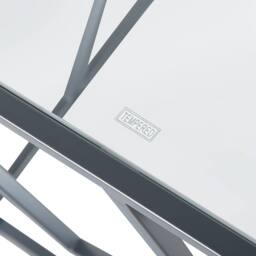 Wyld and Coco Modern Side Table Transparent Glass Top and Silver Geometric Iron - thumbnail 7