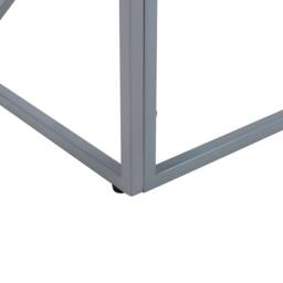 Wyld and Coco Modern Side Table Transparent Glass Top and Silver Geometric Iron - thumbnail 6