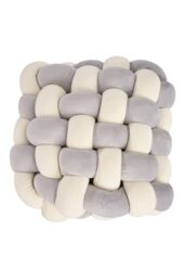 Living and Home Plush Woven Cube Cushion for Sofa & Bedroom in Grey - thumbnail 4