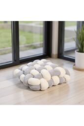Living and Home Plush Woven Cube Cushion for Sofa & Bedroom in Grey - thumbnail 3